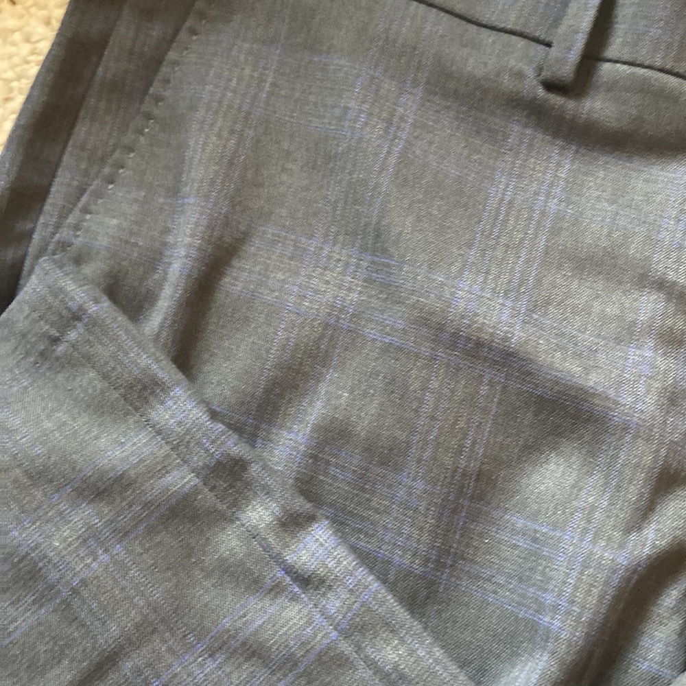 NWOT men’s JM Haggar dress pants size 36 x 30 gray and blue striped - Picture 2 of 6